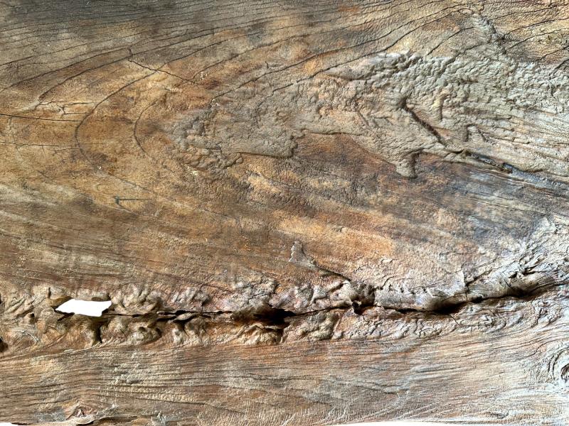 DETAIL OF RUSTIC WOODEN BENCH