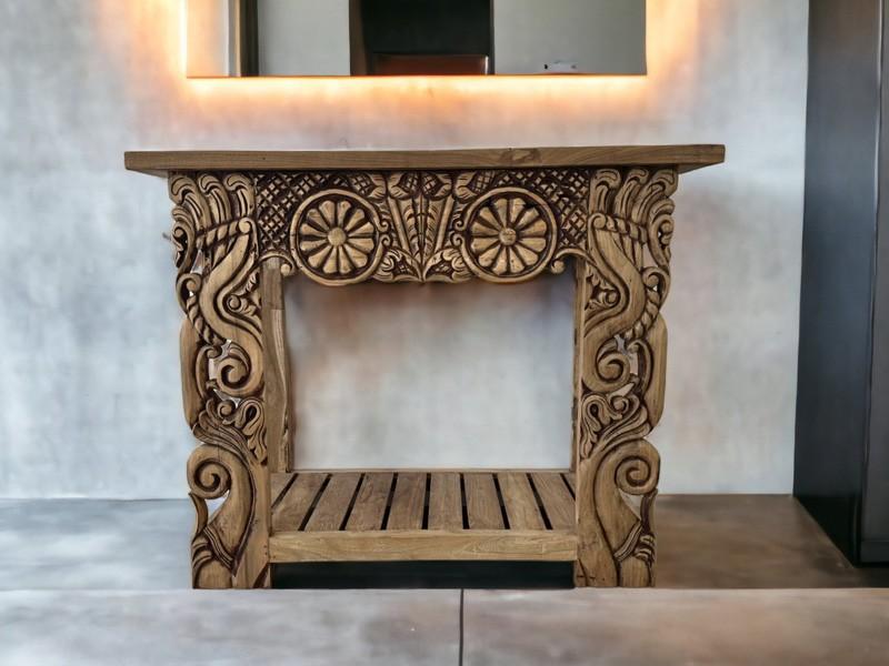 CARVED WOODEN BATHROOM CABINET SVEN