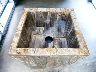 LAVABO CON COLONNA IN LEGNO PIETRIFICATO - VERSALLES