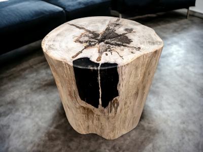 MESITA TABURETE DE MADERA PETRIFICADA BLACK