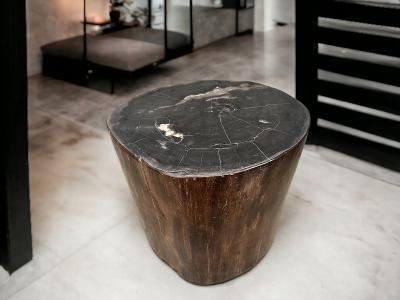 TABOURET EN BOIS FOSSILE NOIR MOMBASA