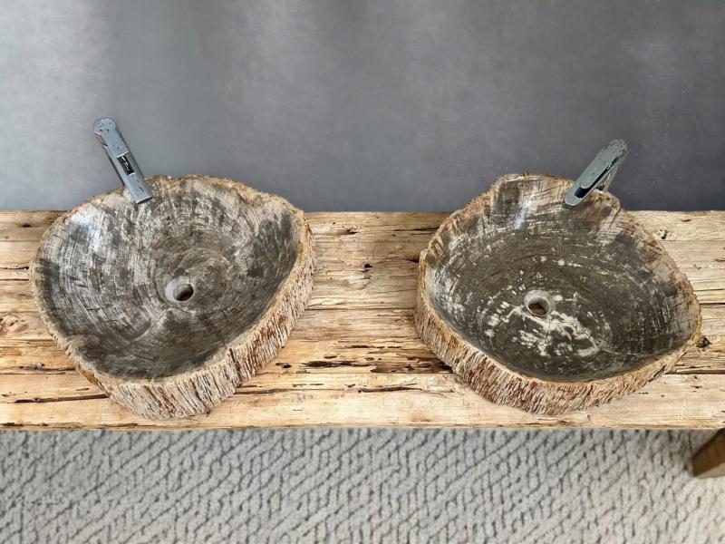PETRIFIED WOOD TWIN WASHBASINS MARKUS