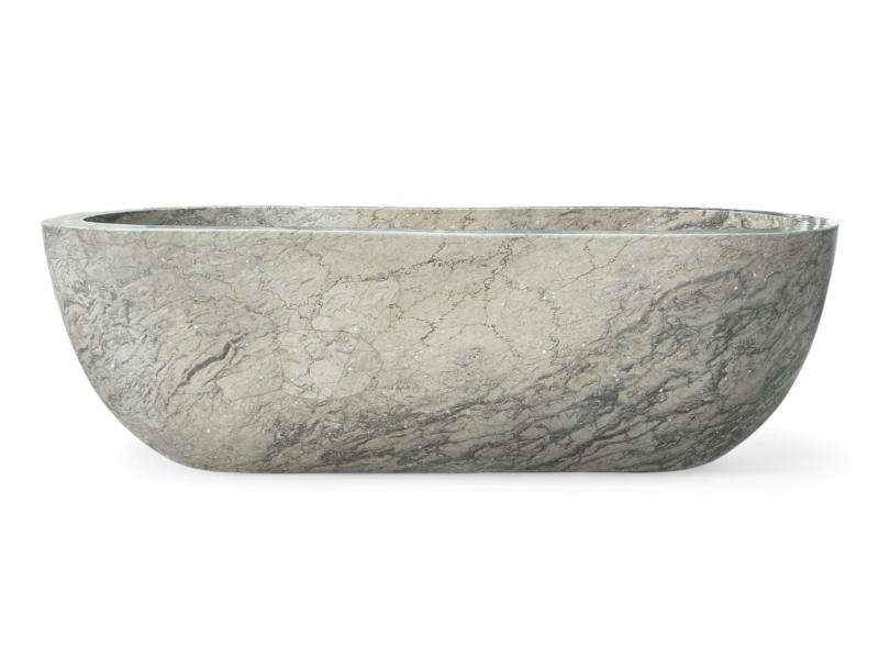 GRAY MARBLE STONE BATHTUB PORTIER