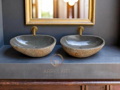 SET WASHBASIN RIVER STONE
