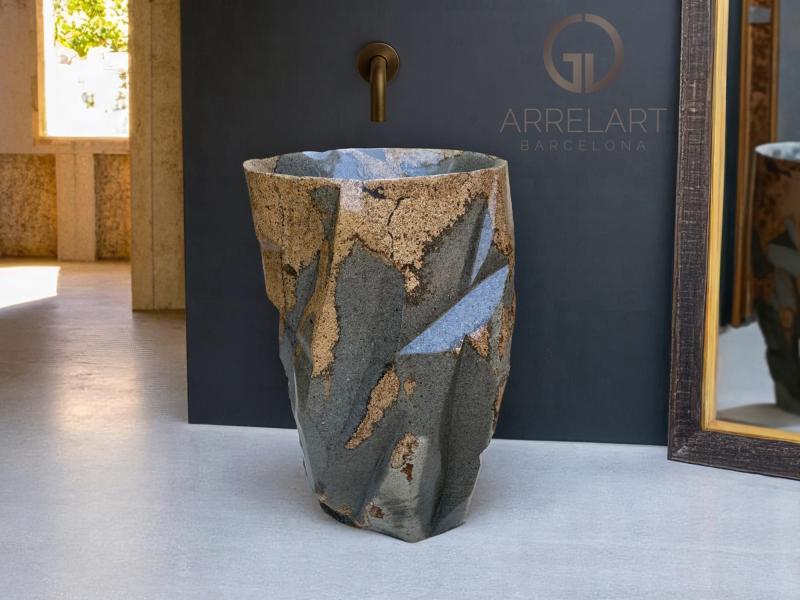 FREESTANDING WASHBASIN CARVED IN NATURAL STONE TRESOR FREESTANDING WASHBASIN CARVED IN NATURAL STONE TRESOR