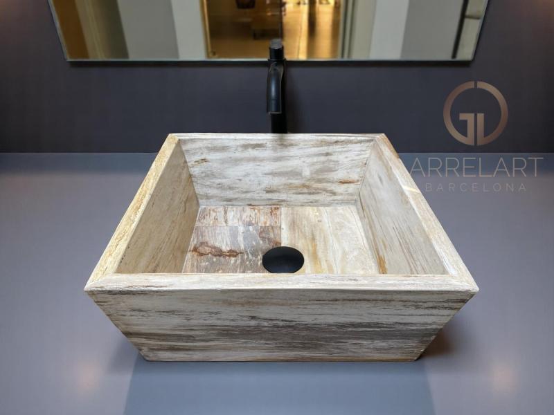 LAVABO CUADRADO DE MADERA FOSIL IVORY LAVABO CUADRADO DE MADERA FOSIL IVORY
