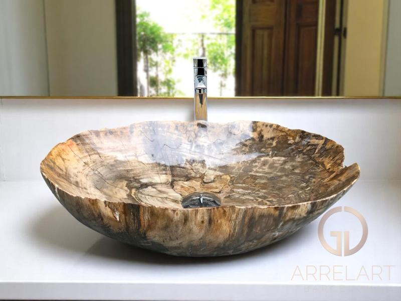 VASQUE A POSER EN BOIS PETRIFIE TRES FIN JEWEL VASQUE A POSER EN BOIS PETRIFIE TRES FIN JEWEL