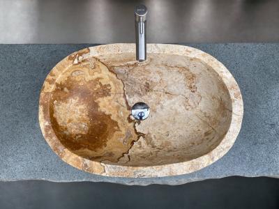 LAVABO DE PIEDRA BEIGE TRAVERTINE