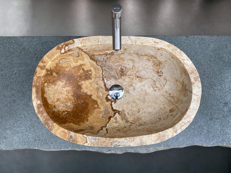 LAVABO DE PIEDRA BEIGE TRAVERTINE