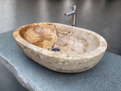 LAVABO OVALADO DE PIEDRA TRAVERTINE