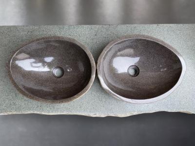 PAIR OF STONE WASHBASINS