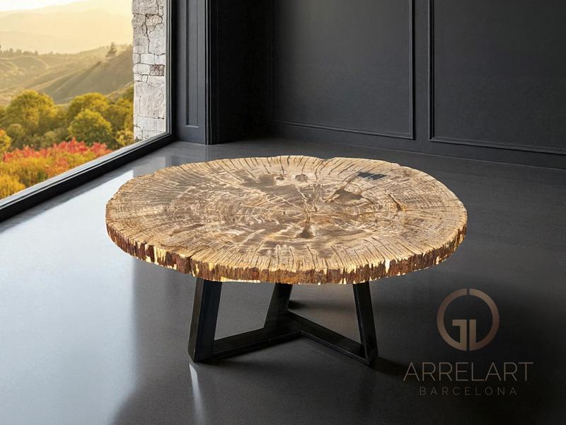 AMBER COFFEE TABLE IN PETRIFIED WOOD AMBER COFFEE TABLE IN PETRIFIED WOOD