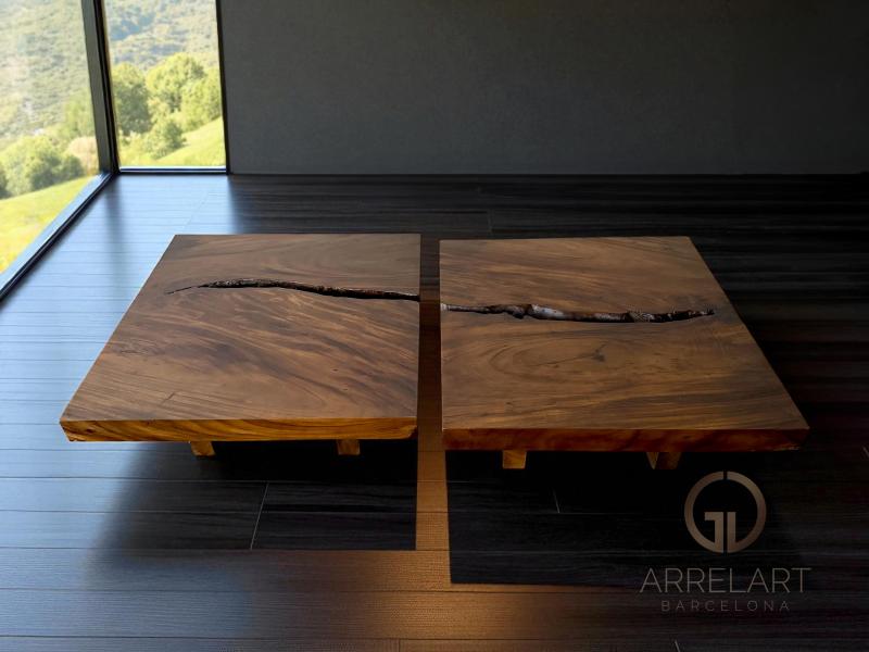 SET DE 2 MESAS DE CENTRO DE MADERA ISCHIA - Arrelart