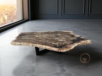 ELONGATED COFFEE TABLE IN PETRIFIED WOOD PADUA