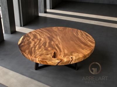 MESA CENTRO REDONDA MADERA NATURAL LUCERNA