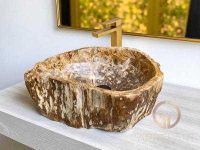 WASCHBECKEN AUS FOSSILEM HOLZ THIERRY