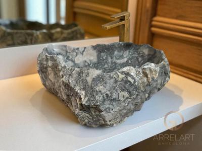 WASCHBECKEN AUS GRAUEM MARMOR NUBA