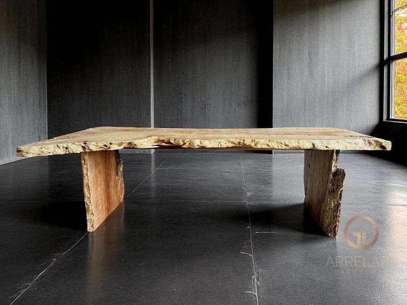 DINING TABLE WITH LIVE EDGES OF LYCHEE WOOD
