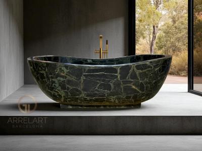 BADEWANNE AUS VERSTEINERTEM HOLZ EDEN NOIR