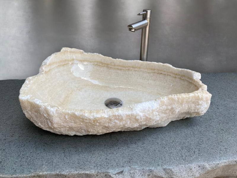 Weißes Naturstein-Waschbecken Rom
