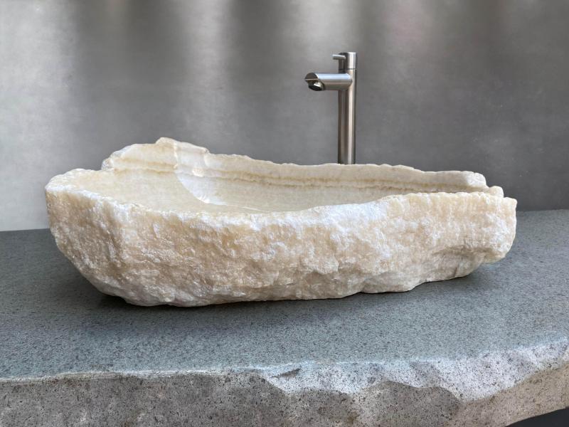 Weißes Naturstein-Waschbecken Rom - Arrelart