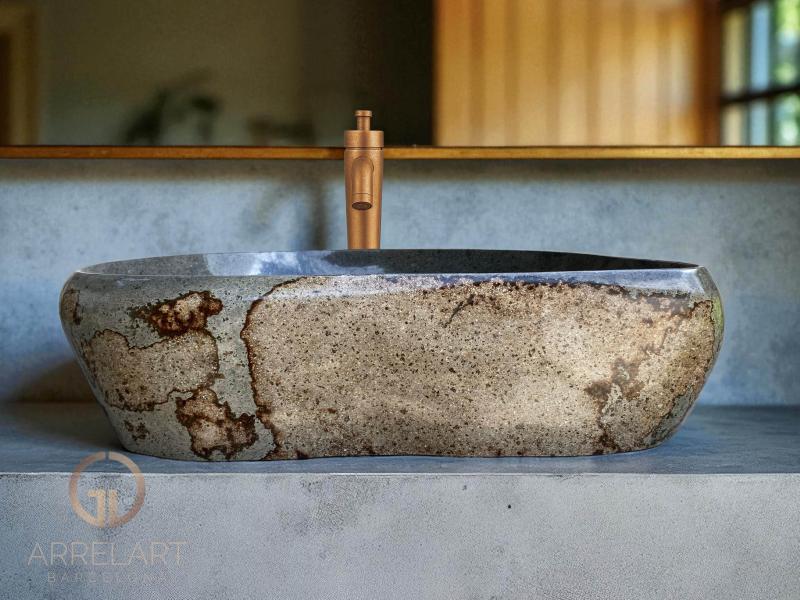 LAVABO SOBRE ENCIMERA DE PIEDRA GRIS AMSTERDAM