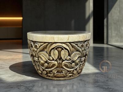 GESCHNITZTER COUCHTISCH AUS HOLZ MURANO