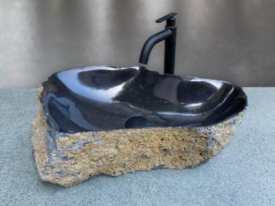 EXCLUSIVO LAVABO DE PIEDRA NEGRO BASALTO