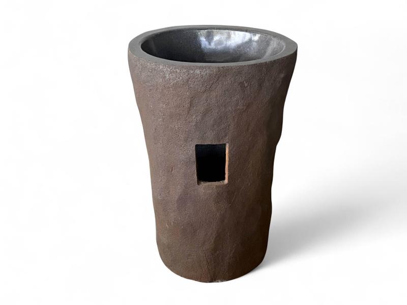LAVABO PEDESTAL DE TERRAZO MARRON