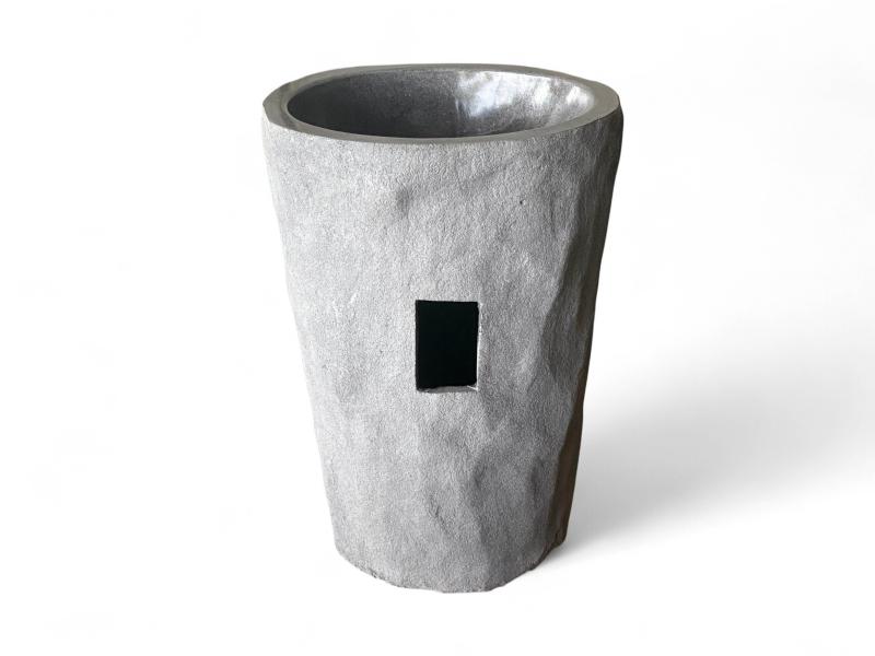 LAVABO CON PIEDISTALLO IN TERRAZZO GRIGIO