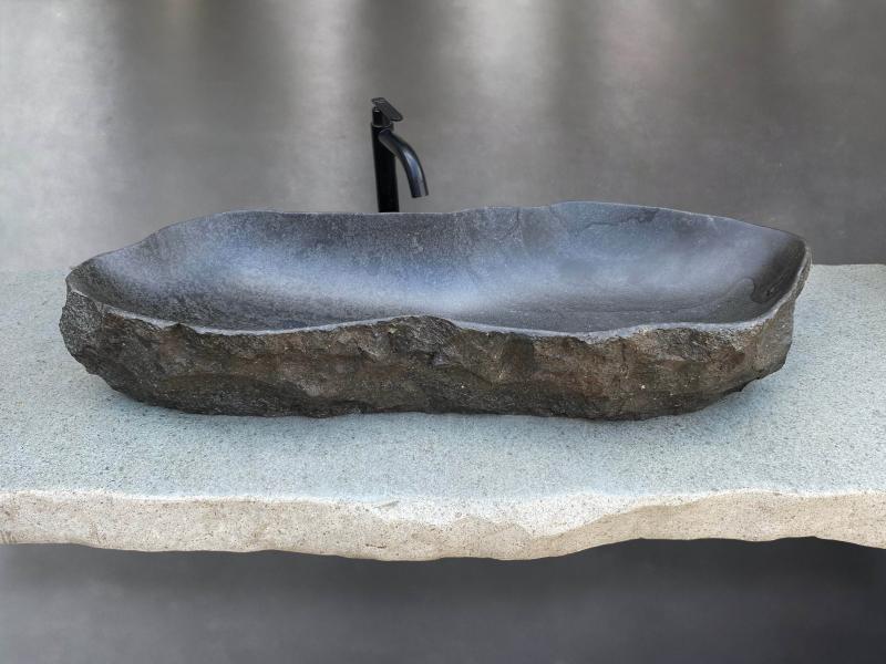 GRAND LAVABO EN PIERRE NATURELLE GRISE