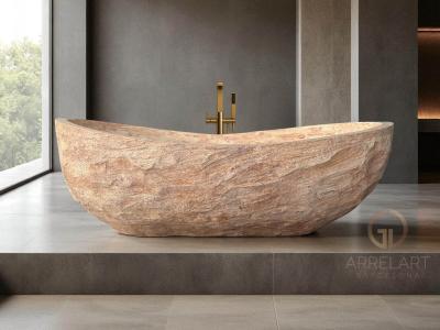 ISLAND BATHTUB IN SUNSET PEACH COLOR