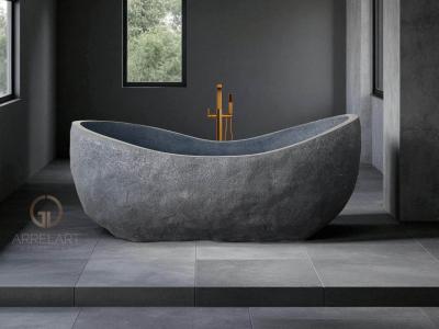 BAÑERA NEGRA DE CEMENTO EFECTO PIEDRA ZAHARA