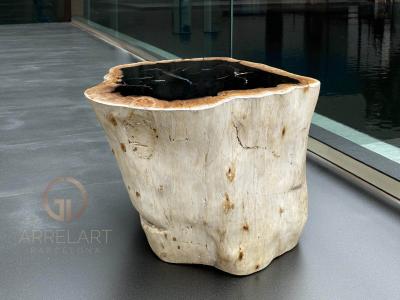 HOCKER AUS FOSSILEM HOLZ MIT POLIERTEM FINISH LUX