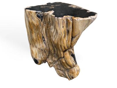 Sgabello decorativo in legno pietrificato