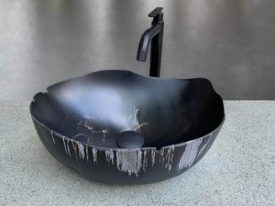 LAVABO DA APPOGGIO SATINATO IN PIETRA NERA ALGARVE