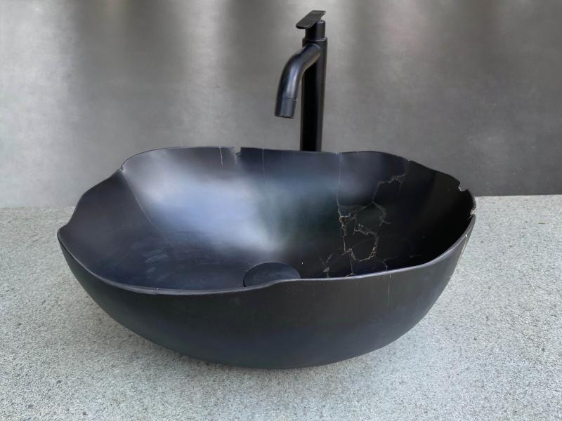 Lavandino in Legno Pietrificato Nero Opaco