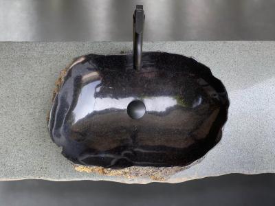 LAVABO DA APPOGGIO IN PIETRA NERA CHACANA