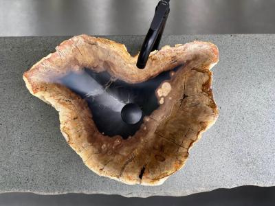 EXKLUSIVES WASCHBECKEN AUS VERSTEINERTEM HOLZ DARYL