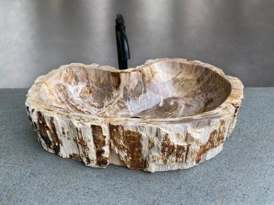 WASHBECKEN AUS VERSTEINERTEM HOLZ CARINTIA - ARRELART