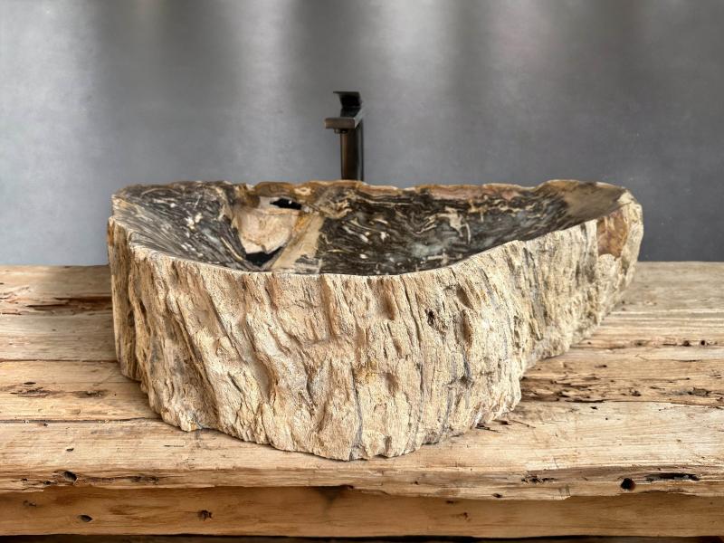 FOSSILE HOLZ WASCHBECKEN AKUA - ARRELART