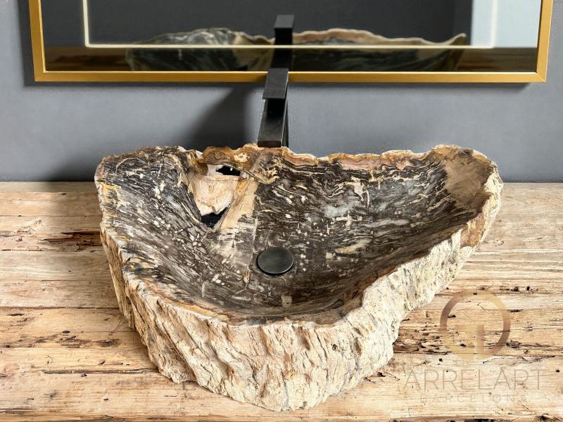 FOSSILE HOLZ WASCHBECKEN AKUA