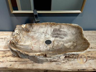 WASCHBECKEN AUS VERSTEINERTEM HOLZ BIANCA
