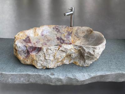 WASCHBECKEN AUS MEHRFARBIGEM STEIN CATANIA - Arrelart