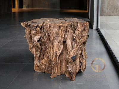 TABOURET ORGANIQUE EN BOIS DE TECK