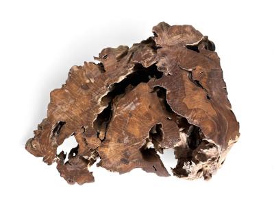 ORGANISCHER HOCKER AUS TEAKHOLZ