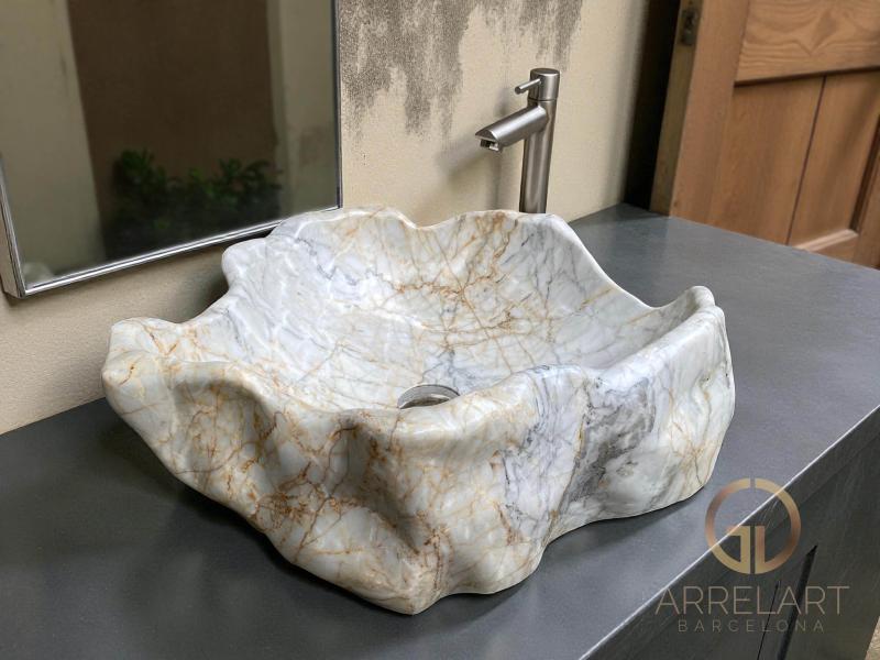 LAVABO DE PIEDRA DE MARMOL ROSEA