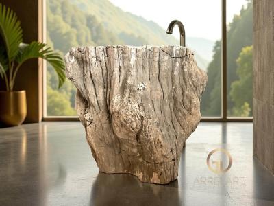 LAVABO PEDESTAL OWEN DE PIEDRA FOSILIZADA