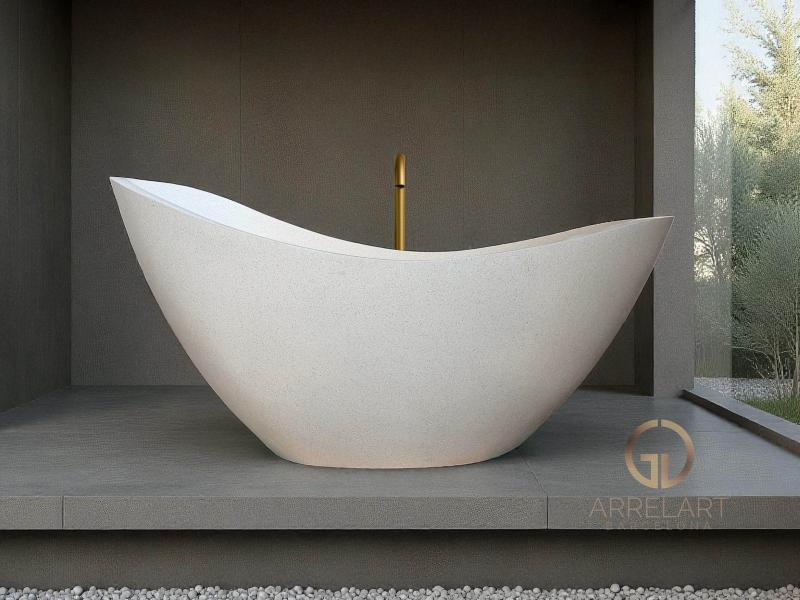 BAIGNOIRE EN RESINE ET PIERRE SAINT TROPEZ