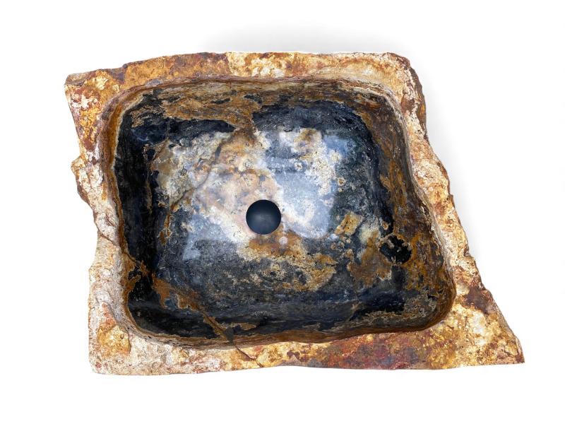 Freestanding Sink Made of Multicolored Rock - Arrelart